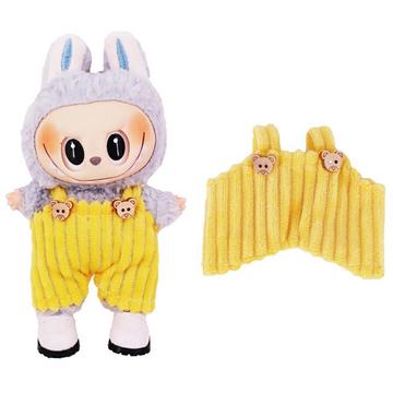 Gestreifter Bär Latzhose für Labubu Mini Figur 17cm - Gelb