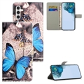 Samsung Galaxy A34 5G Style Serie Wallet Hülle - Blau Schmetterling