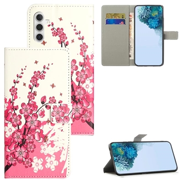 Samsung Galaxy A34 5G Style Serie Wallet Hülle - Rosa Blumen