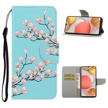 Style Series Samsung Galaxy A42 5G Wallet Hülle - Rosa Blumen