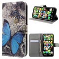 iPhone X / iPhone XS Style Serie Schutzhülle mit Geldbörse - Blau Schmetterling
