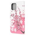 Style Series iPhone 13 Mini Schutzhülle mit Geldbörse - Rosa Blumen