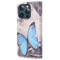 Style Series iPhone 13 Pro Max Schutzhülle mit Geldbörse - Blau Schmetterling