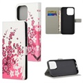Style Series iPhone 13 Pro Max Schutzhülle mit Geldbörse - Rosa Blumen
