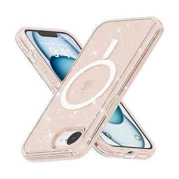 iPhone 16e Stylish Glitter Serie Hybrid Hülle - MagSafe-kompatibel - Gold