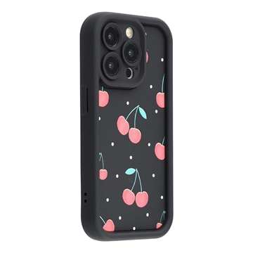 iPhone 12 Pro Stilvolle stoßfeste TPU-Hülle mit erhöhten Rändern - Schwarz / Kirschen