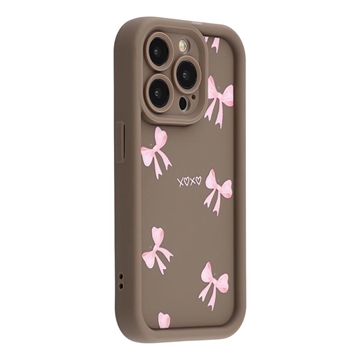 iPhone 12 Pro Max Stilvolle stoßfest TPU-Hülle mit erhöhten Kanten - Braun / Schleife
