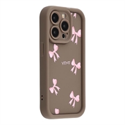 iPhone 15 Pro Max Stilvolle stoßfest TPU-Hülle mit erhöhten Kanten - Braun / Schleife