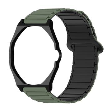 Swatch Royal Pop mit magnetischem Silikonarmband und achteckigem Gehäuse - Armeegrün / Schwarz
