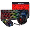 T-WOLF TF800 Gaming Tastatur + Maus + Gaming Headset + Mauspad Combo LED Backlit Wired Gamer Bundle für Gaming/Working