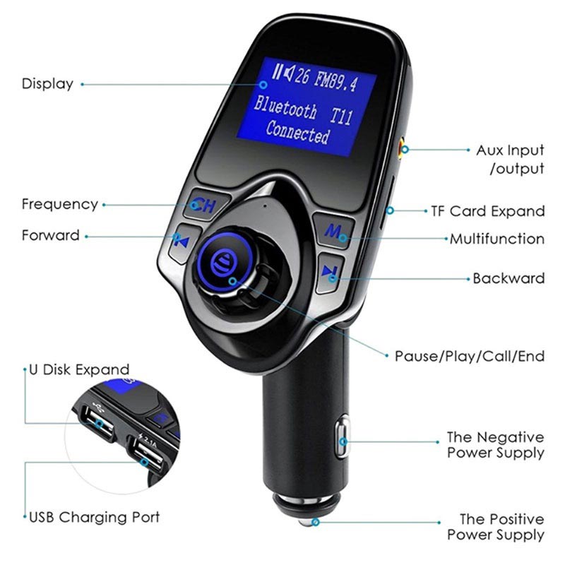 Kaufe Auto Bluetooth-freisprecheinrichtung Drahtlose FM Sender TF