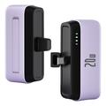T160 Mini Portable USB-C Power Bank - PD 20W, 5000mAh - Lila