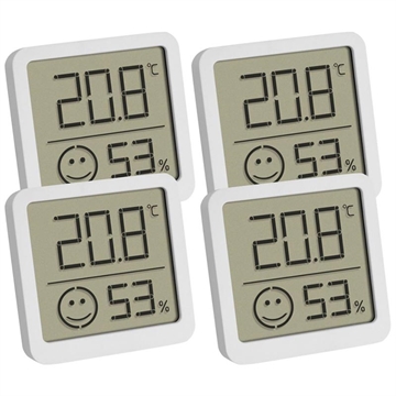 TFA Digitales Thermo-Hygrometer mit Komfortzonenanzeige - 4 Stück. - Weiß