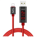 TOPK AC27 Lightning Data & Ladekabel mit LCD Monitor - 1m - Rot