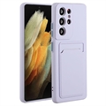 Samsung Galaxy S23 Ultra 5G TPU Hülle mit Kartenhalter - Purpur