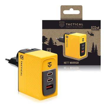 Tactical Nett Warrior GaN 100W Wandladegerät - 2x PD3.0 USB-C, QC3.0 USB-A - Gelb