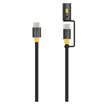 Tactical Stinger USB-C / USB-C Kabel mit Snap-On-Taschenlampe - 60W, 1.5m - Schwarz