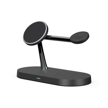 Tech-Protect A12 3-in-1 MagSafe Wireless Charger 15W mit integrierter LED-Lampe (Offene Verpackung - Bulk Befriedigend) - Schwarz