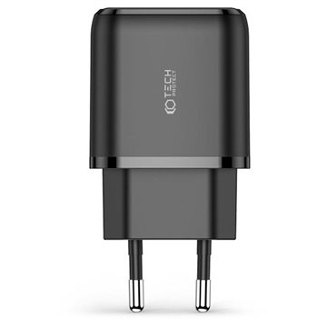 Tech-Protect C20W 2-Port Wand-ladegerät - PD20W, QC3.0 - Schwarz