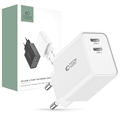 Tech-Protect C35W 2-Port-Netzwerkladegerät - 2xUSB-C - Weiß