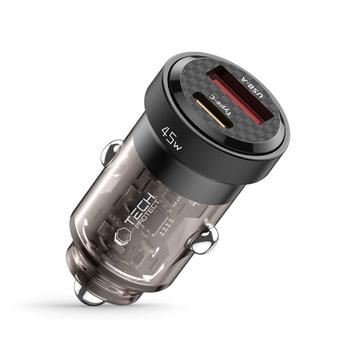 Tech-Protect CC45W Auto-Ladegerät mit zwei Anschlüssen - 45W, USB-C, USB-A - Schwarz