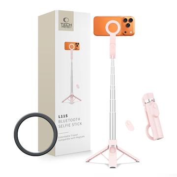 Tech-Protect L11S 2-in-1-MagSafe-Selfie-Stick-Stativ mit Bluetooth-Fernbedienung - Rosa