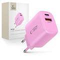 Tech-Protect NCA30 Dual-Port Ladegerät - 30W USB-C PD und 18W USB-A QC3.0 - Baby Pink