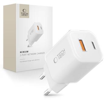 Tech-Protect NCM33W Dual-Port 30W Wandladegerät - Weiß