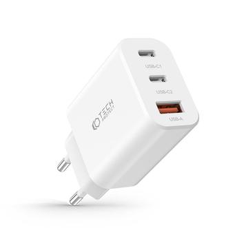 Tech-Protect Network 30W Wandladegerät mit 2x USB-C & 1x USB-A (Offene Verpackung - Bulk Befriedigend) - Weiß