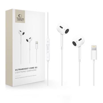 Tech-Protect Ultraboost Core G2 Lightning In-Ear Kopfhörer mit Kabel - Weiß