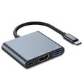 Tech-Protect V1 3-in-1 USB-C Multiport Hub - USB-A / USB-C / HDMI - Grey