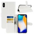 iPhone XS Max Strukturierte Wallet Hülle mit Stand - Weiß