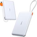 Torras Mini Slim PD Power Bank mit integriertem USB-C Kabel - 10000mAh - Weiß