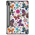 Tri-Fold Serie Samsung Galaxy Tab S7 FE Smart Folio Hülle - Schmetterlinge / Blumen