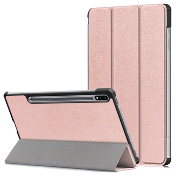 Tri-Fold Serie Samsung Galaxy Tab S7 FE Smart Folio Hülle - Roségold