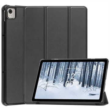 Tri-Fold Serie Nokia T21 Smart Folio Hülle - Schwarz