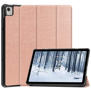 Tri-Fold Serie Nokia T21 Smart Folio Hülle - Roségold