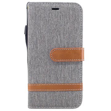 iPhone X / iPhone XS Two-Tone Jeans Schutzhülle mit Geldbörse - Grau