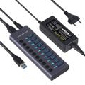 USB 3.0-Hub mit 10 Anschlüssen und individuellen Netzschaltern - Grau