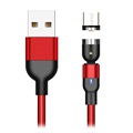 USB2.0 / MicroUSB Drehbar Magnetisches Ladekabel 2m - Rot