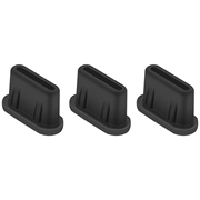 UltraFlex USB-C Anti-Staub-Stecker für Drohnen, Smartphones, Tablets – 3 Stück – Schwarz