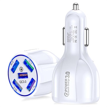 Universal 5xUSB Auto-Schnellladegerät - QC3.0 - Weiß