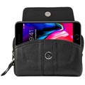 Universal Dual Pocket Leder Gürteltasche für Handys - Schwarz