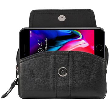 Universal Dual Pocket Leder Gürteltasche für Handys