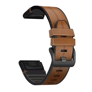 Universal Garmin 22mm Leder & Silikon Armband - Hellbraun
