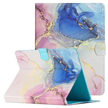 Universal Marble Pattern Tablet Folio Case - 10" - Rosa / Blau
