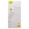 Usams CC075 T18 Schnellladegerät mit 3-in-1 Kabel - Weiß