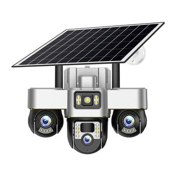 VTS30 V380pro Solar-Sicherheitskamera mit drei Objektiven - EU-Stecker