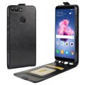 Huawei P Smart Vertikale Flip Case mit Kartensteckplatz - Schwarz