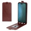 iPhone 14 Pro Vertikale Flip Case mit Kartensteckplatz - Braun